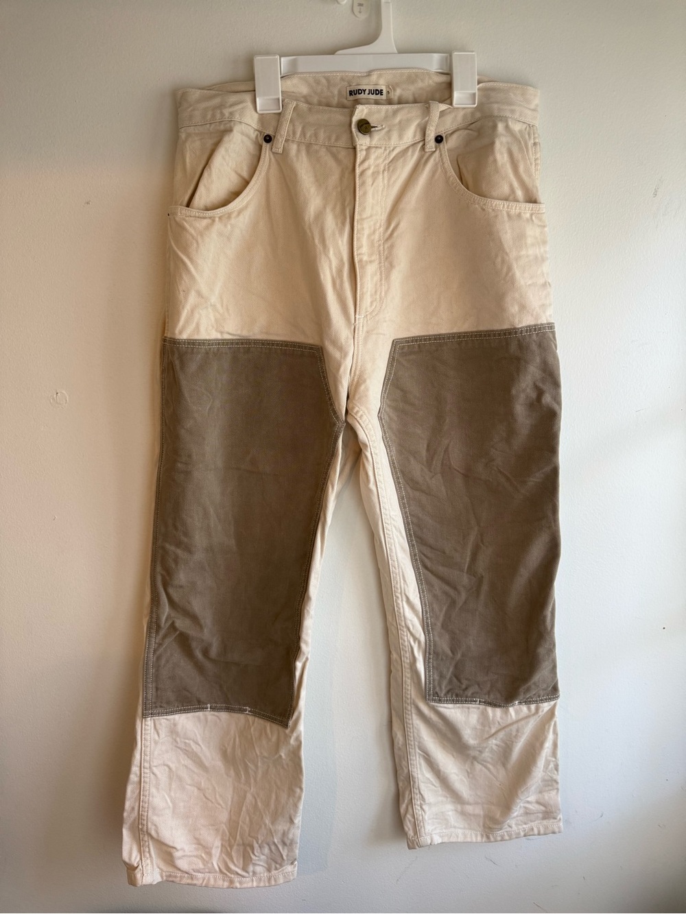 Rudy Jude Two-Tone Cream and Moss Utility Pants